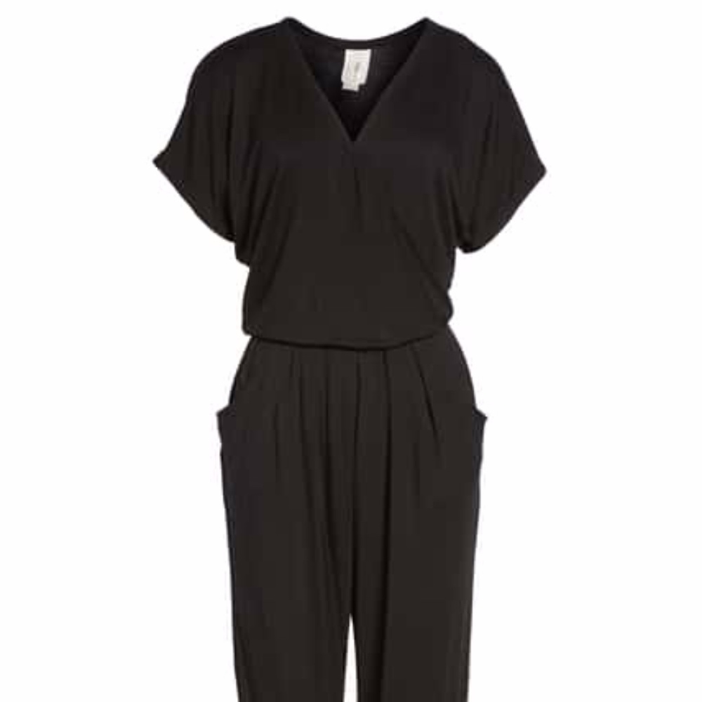 Loveapella Short Sleeve Wrap Top Jumpsuit